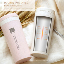 double-layer portable tumbler Insulation advertising promotional gifts Wheat straw  The fragrant cup Custom logo